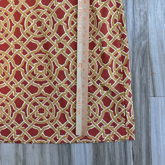 J. McLaughlin Dress M Sofia Catalina Cloth 3/4 Sleeve Red Gold Nautical Career - Picture 7 of 7